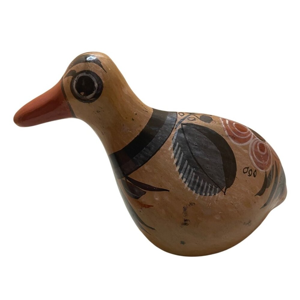 Sweet VTG Tonala Mexican Bird Figurine Pottery Duck Folk Art Handmade & Painted
